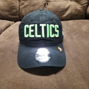 New-era Celtics Spell-out Black and Green Baseball Cap
